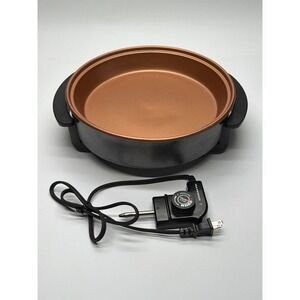 Ovente Electric Frying Pan FPB-001-4-2 Copper Non-Stick 1400W Round Skillet Grey